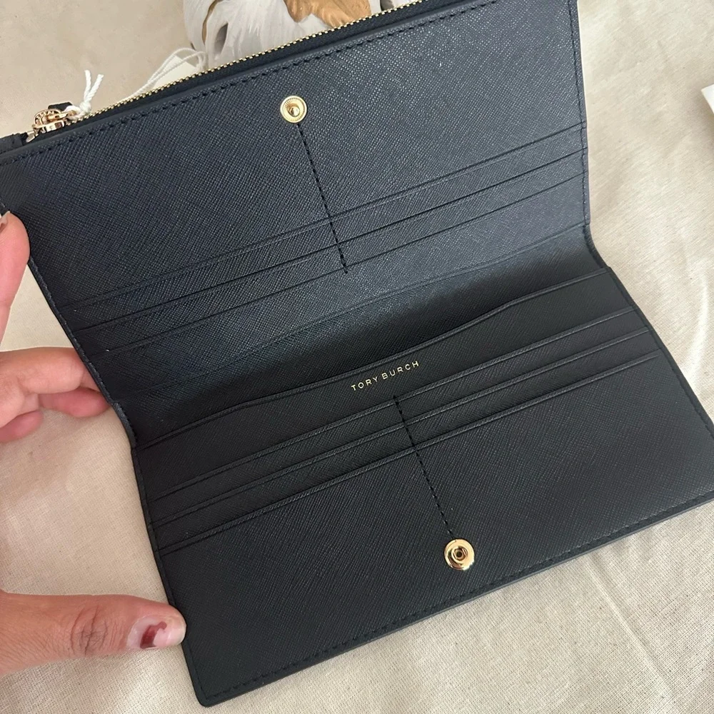 New Tory burch emersonn slim wallet with zipper in black - Picture 4 of 4